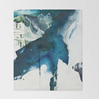Untamed: a pretty, minimal, abstract painting in blue, white and gold by Alyssa Hamilton Art  Throw Blanket Gallery Image 2