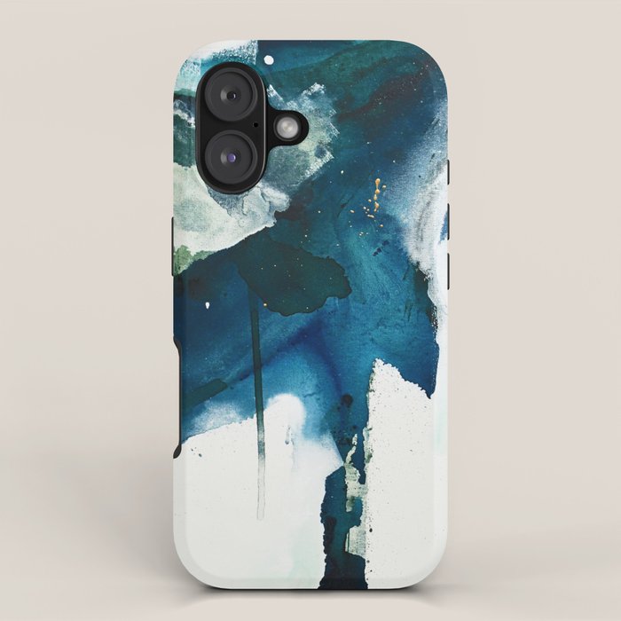 Untamed: a pretty, minimal, abstract painting in blue, white and gold by Alyssa Hamilton Art  iPhone Case Gallery Image 1