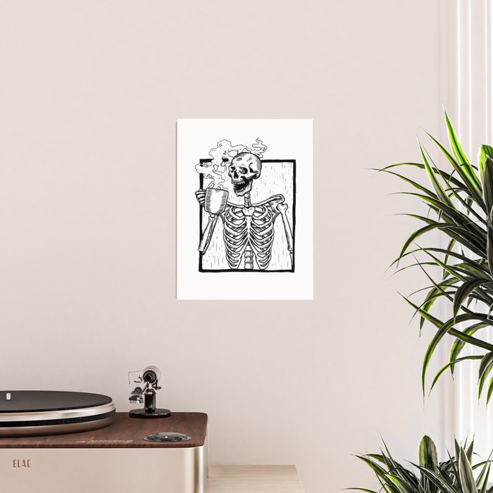 Skeleton Drinking a Cup of Coffee Poster Gallery Image 2