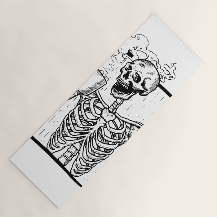 Skeleton Drinking a Cup of Coffee Yoga Mat Gallery Image 1
