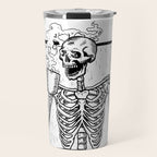 Skeleton Drinking a Cup of Coffee Travel Mug Gallery Image 1