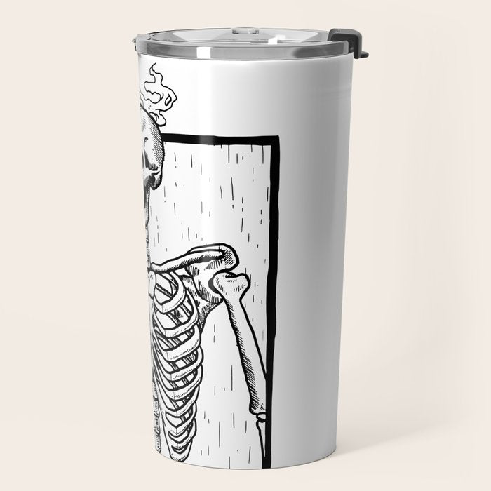 Skeleton Drinking a Cup of Coffee Travel Mug Gallery Image 2