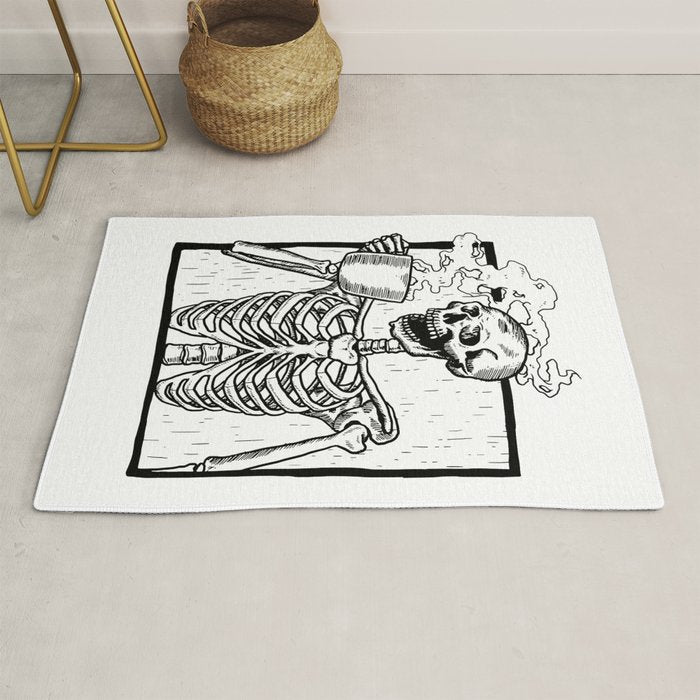 Skeleton Drinking a Cup of Coffee Rug Gallery Image 1