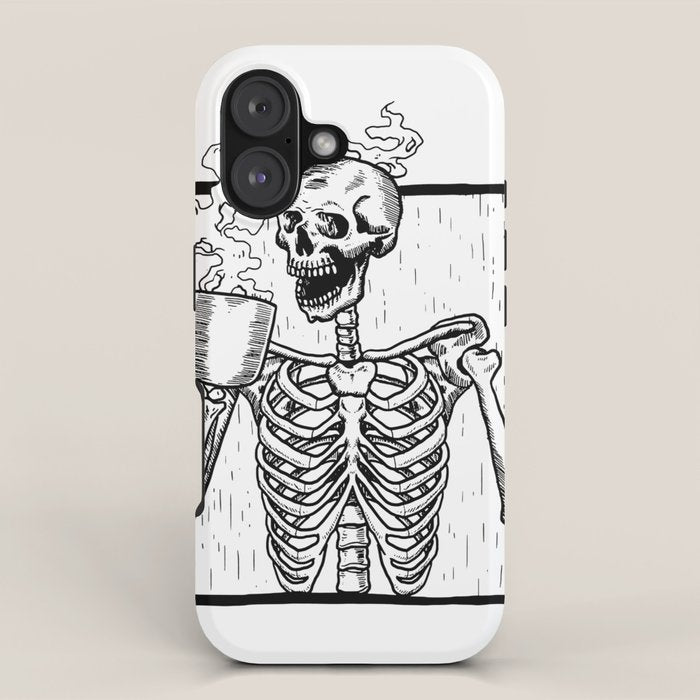 Skeleton Drinking a Cup of Coffee iPhone Case Gallery Image 1