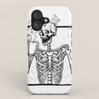 Skeleton Drinking a Cup of Coffee iPhone Case Gallery Image 1