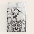 Skeleton Drinking a Cup of Coffee Duvet Cover Gallery Image 6