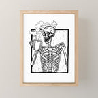 Skeleton Drinking a Cup of Coffee Mini Art Print Gallery Image 1