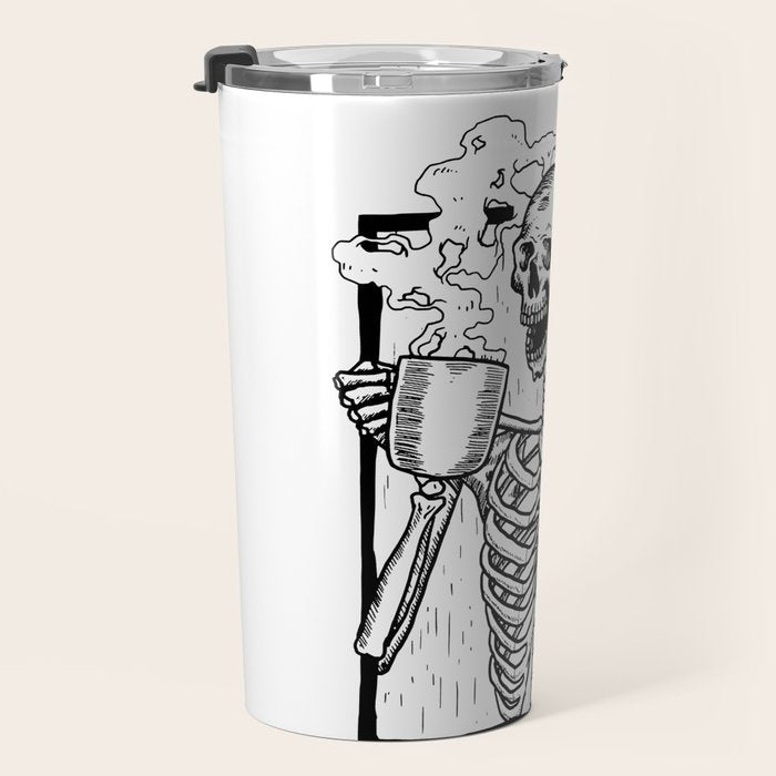 Skeleton Drinking a Cup of Coffee Travel Mug Gallery Image 3