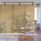 Japanese Edo Period Six-Panel Gold Leaf Screen - Spring and Autumn Flowers Wall Mural Gallery Image 1