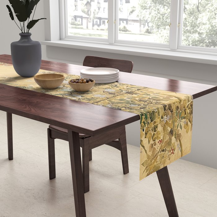 Japanese Edo Period Six-Panel Gold Leaf Screen - Spring and Autumn Flowers Table Runner Gallery Image 2