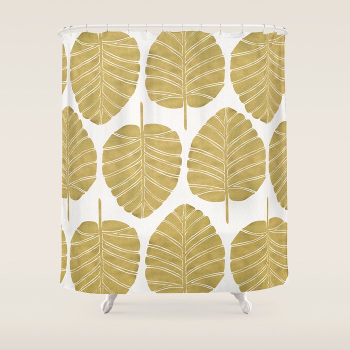Elephant Ear Alocasia - Gold Palette Shower Curtain Gallery Image 1