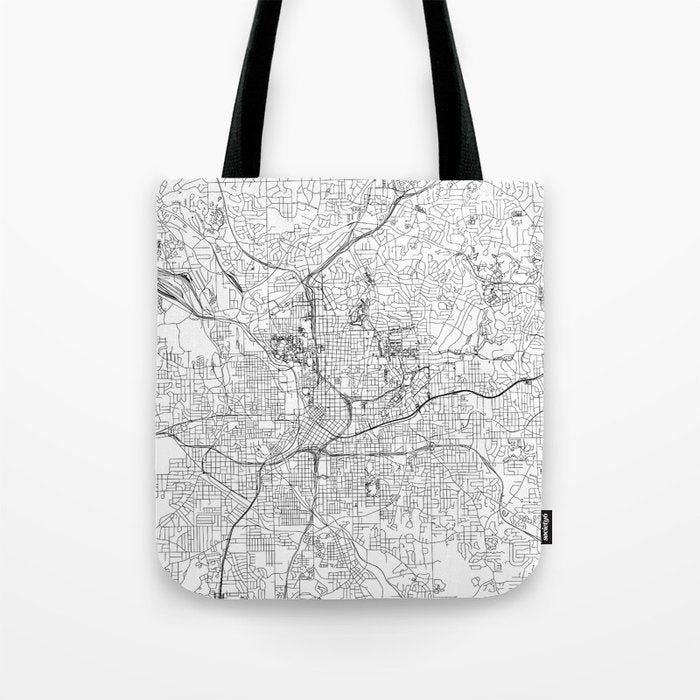 Atlanta White Map Tote Bag Gallery Image 1