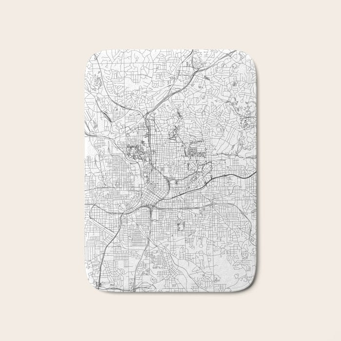 Atlanta White Map Bath Mat Gallery Image 1