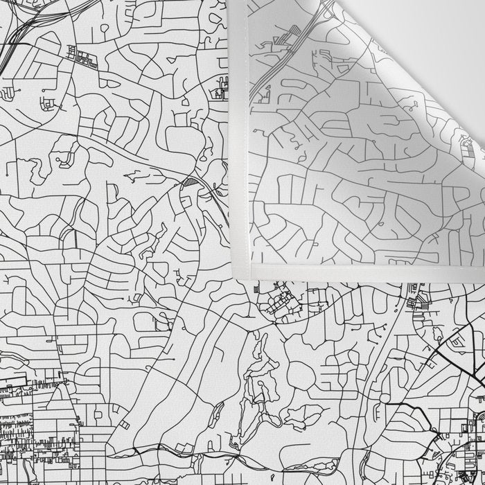 Atlanta White Map Wall Tapestry Gallery Image 3