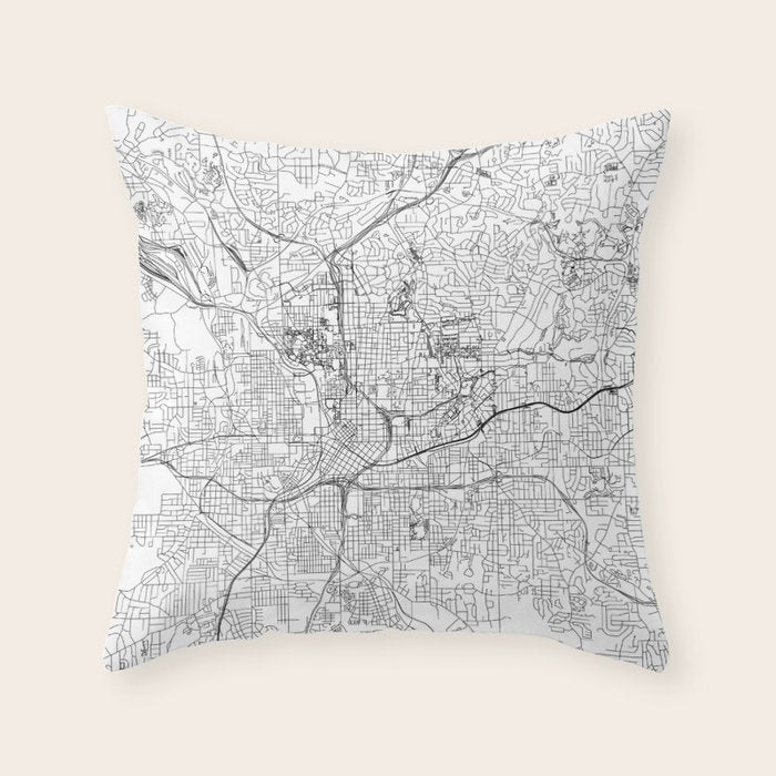 Atlanta White Map Throw Pillow Gallery Image 6