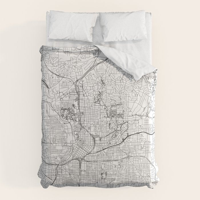 Atlanta White Map Duvet Cover Gallery Image 1