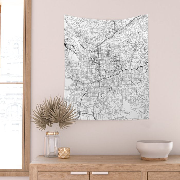 Atlanta White Map Wall Tapestry Gallery Image 2