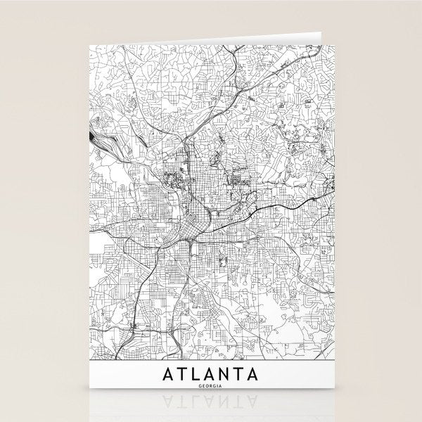 Atlanta White Map Stationery Card Gallery Image 2