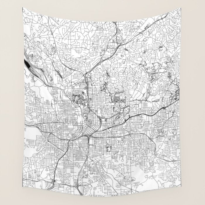 Atlanta White Map Wall Tapestry Gallery Image 4