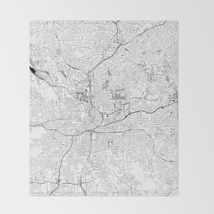 Atlanta White Map Throw Blanket Gallery Image 2