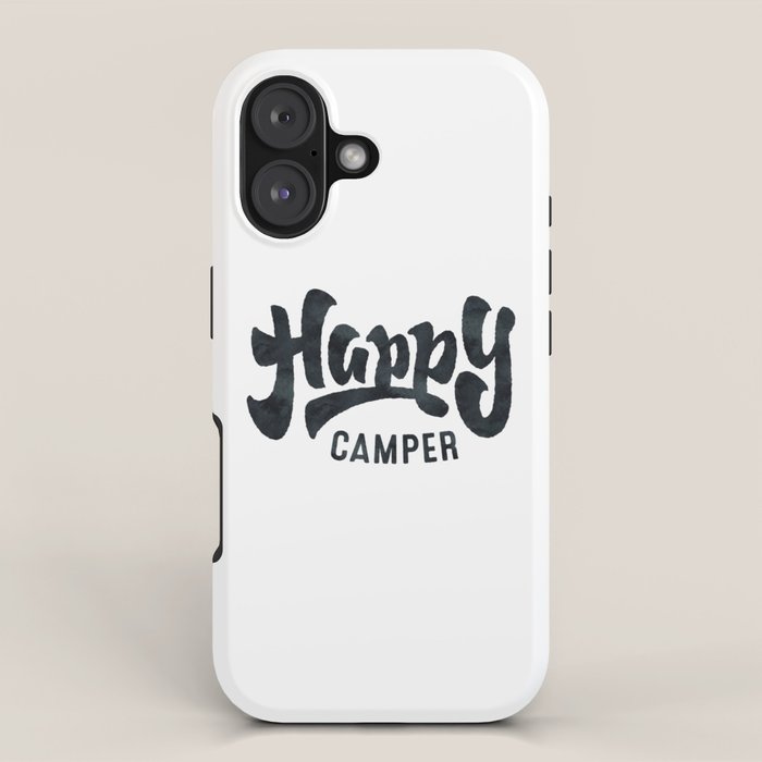 HAPPY CAMPER Black and White Retro iPhone Case Gallery Image 1