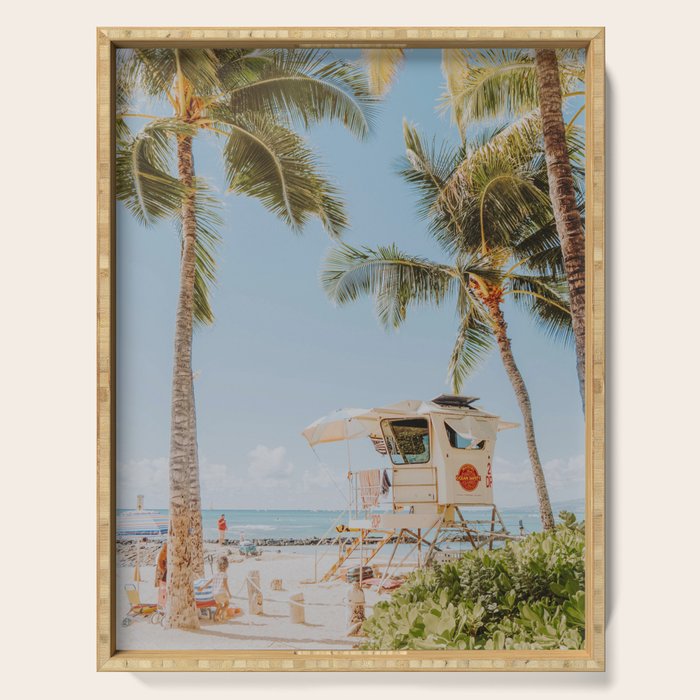 no lifeguard lxxiv / waikiki, hawaii Serving Tray Gallery Image 1