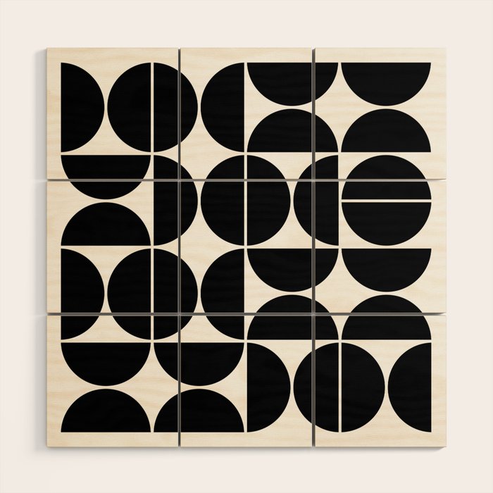 Mid Century Modern Geometric 04 Black Wood Wall Art Gallery Image 1