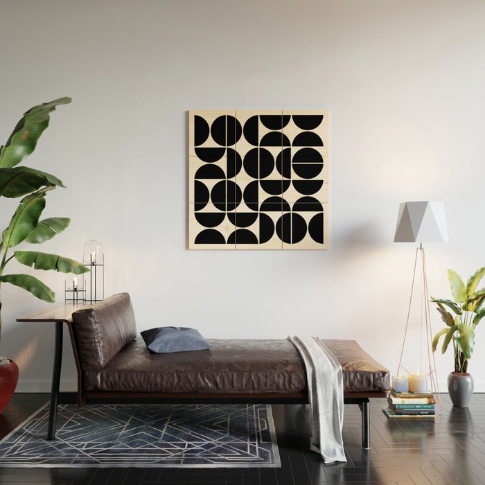 Mid Century Modern Geometric 04 Black Wood Wall Art Gallery Image 2