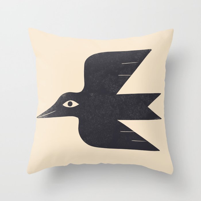 Minimal Blackbird No. 1 Throw Pillow Gallery Image 1