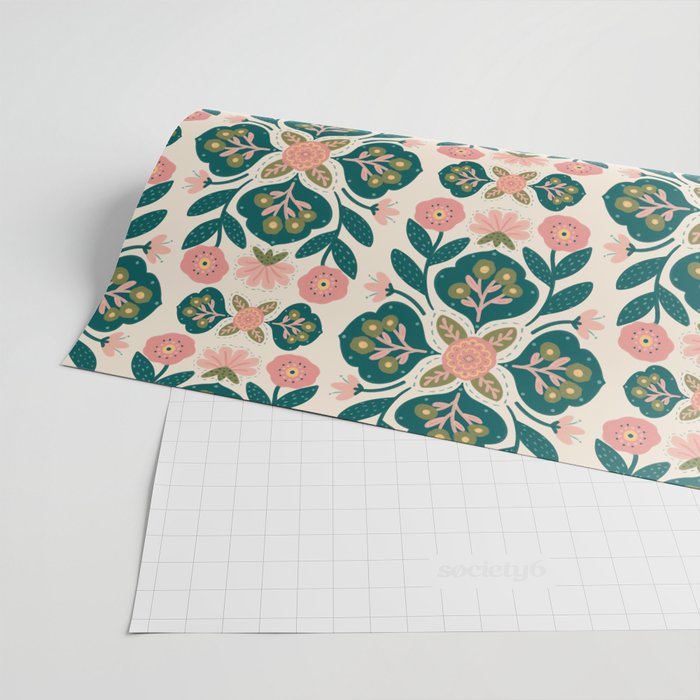 Indian Floral - pink and green  Wrapping Paper Gallery Image 2