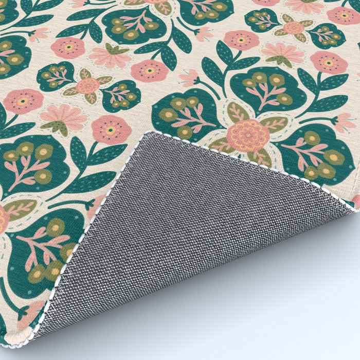 Indian Floral - pink and green  Rug Gallery Image 4