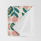 Indian Floral - pink and green  Throw Blanket Gallery Image 3