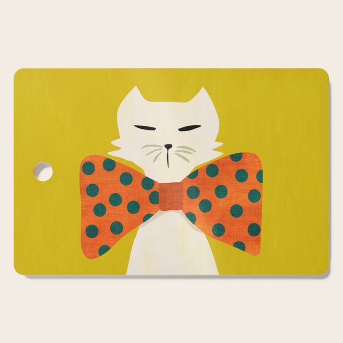 Cat with incredebly oversized humongous bowtie Cutting Board Gallery Image 1