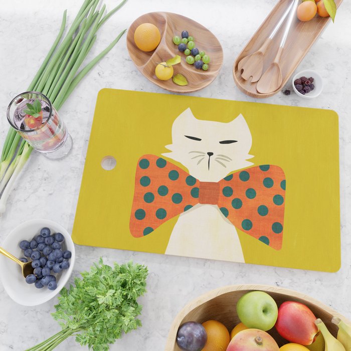 Cat with incredebly oversized humongous bowtie Cutting Board Gallery Image 2