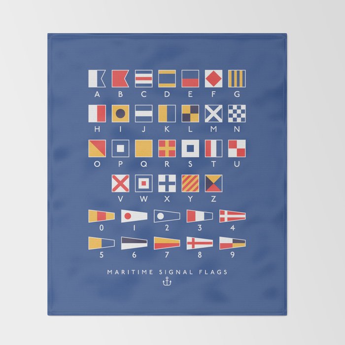 Maritime Nautical Signal Flags Chart - Navy Throw Blanket Gallery Image 2