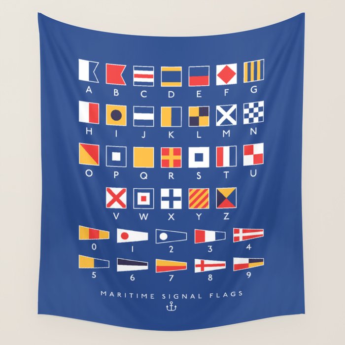 Maritime Nautical Signal Flags Chart - Navy Wall Tapestry Gallery Image 4