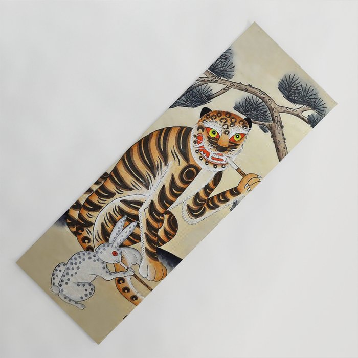 Korean Minhwa Tiger with Pipe Yoga Mat Gallery Image 1