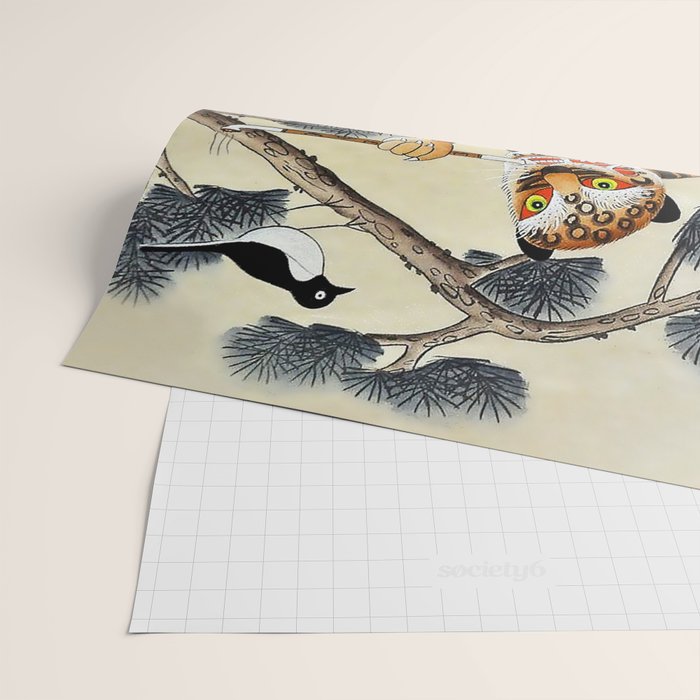 Korean Minhwa Tiger with Pipe Wrapping Paper Gallery Image 2