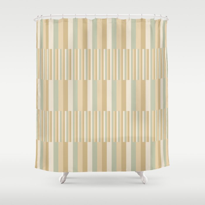 Mixed Stripes Pattern XXII Natural Boho Shower Curtain Gallery Image 1