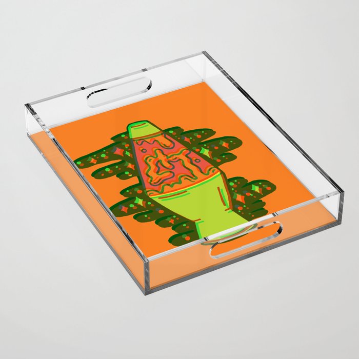 Lit lava lamp in orange in 3D Acrylic Tray Gallery Image 1