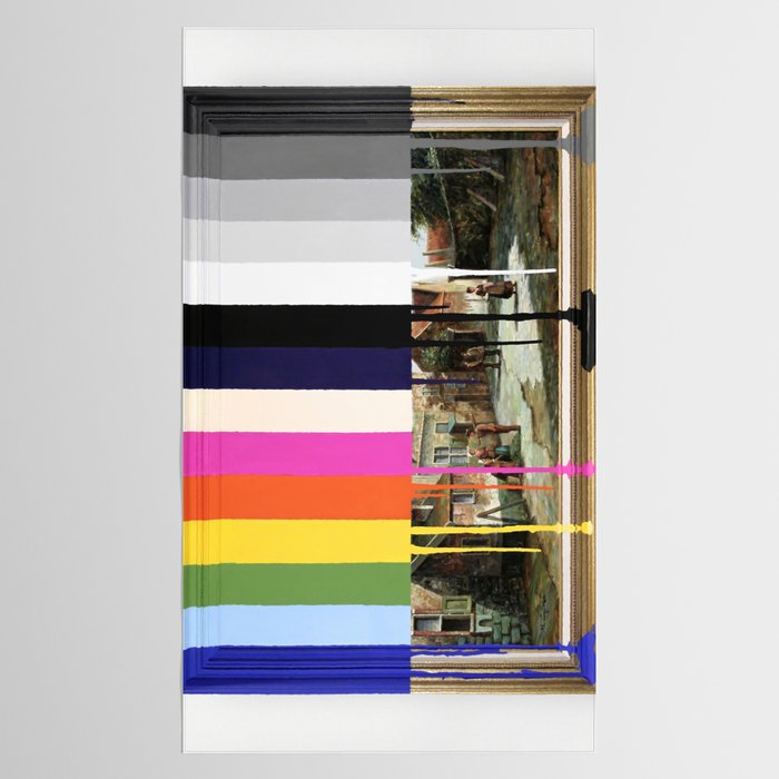 Garage Sale Painting of Peasants with Color Bars Tablecloth Gallery Image 2