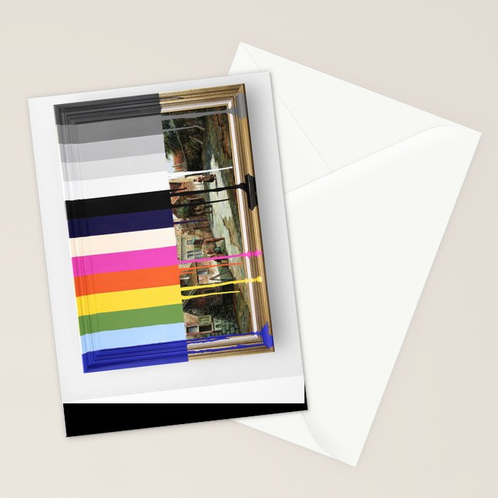 Garage Sale Painting of Peasants with Color Bars Stationery Card Gallery Image 2