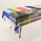 Garage Sale Painting of Peasants with Color Bars Tablecloth Gallery Image 1