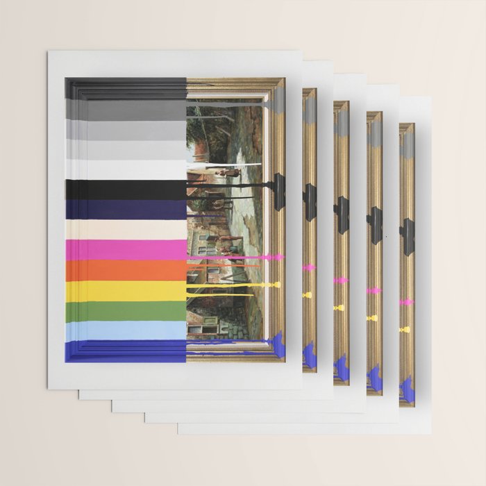 Garage Sale Painting of Peasants with Color Bars Wrapping Paper Gallery Image 3