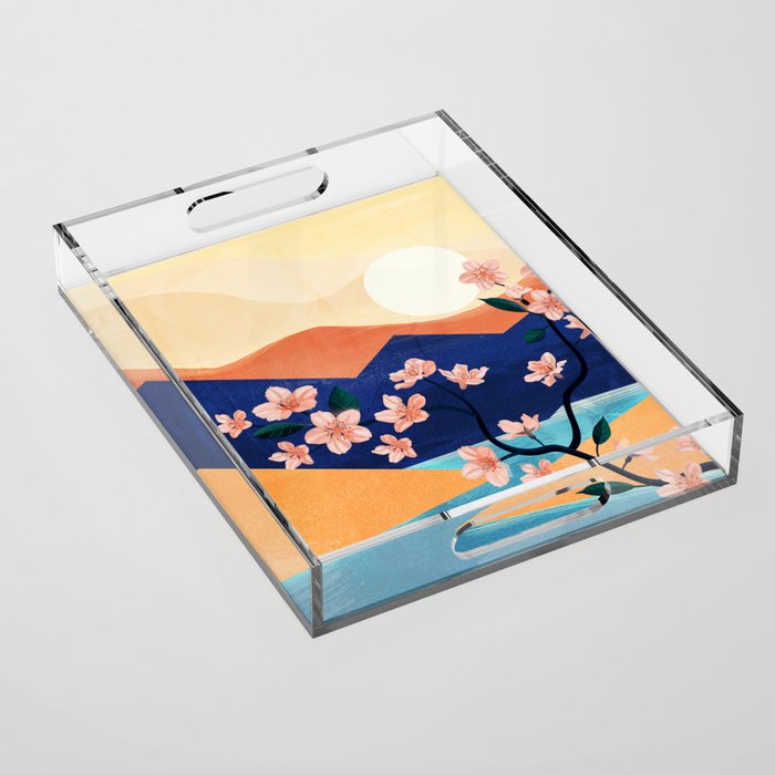 Warm spring sunchine near the flowing river Acrylic Tray Gallery Image 1