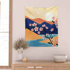 Warm spring sunchine near the flowing river Wall Tapestry Gallery Image 2