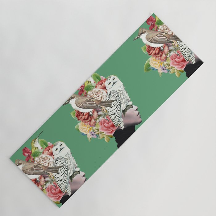 Lady with Birds(portrait) 2 Yoga Mat Gallery Image 1