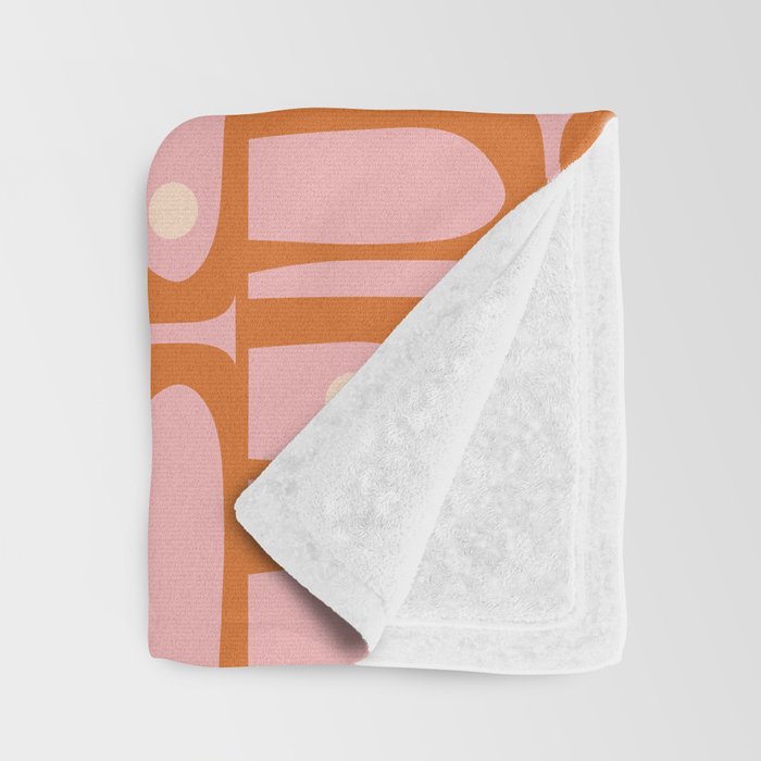 Mid Century Modern Piquet Multi Geometric Pattern Pink Orange Cream Throw Blanket Gallery Image 3