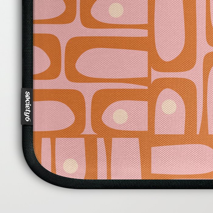 Mid Century Modern Piquet Multi Geometric Pattern Pink Orange Cream Laptop Sleeve Gallery Image 3