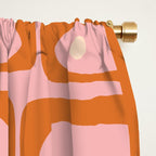 Mid Century Modern Piquet Multi Geometric Pattern Pink Orange Cream Window Curtain Gallery Image 2